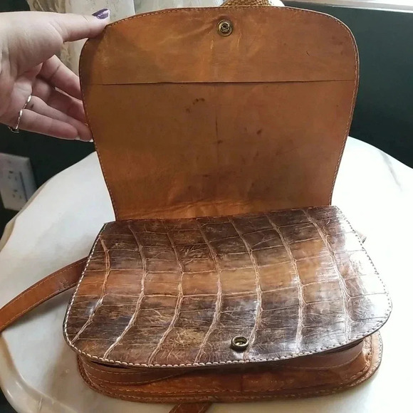 Vintage Crocodile Leather Shoulder Bag  Mid-Century True Vintage - Picture 4 of 8